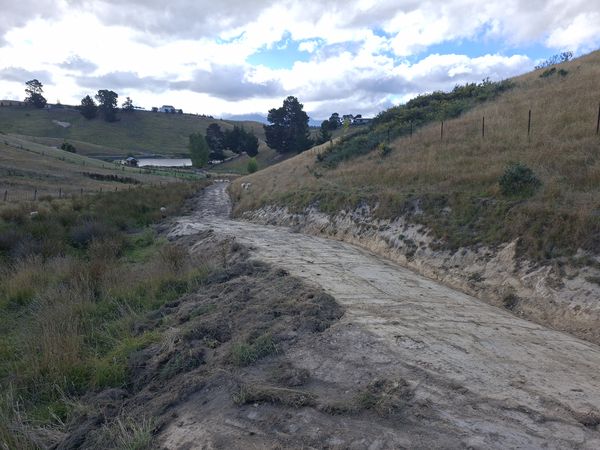 Rural track drainage at Delta Lakes Marlborough with re-cut water table and silt traps