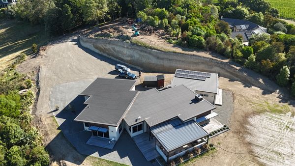Aerial drone shot of Morven Lane Blenheim home on the finished 1,000m² cut and fill platform