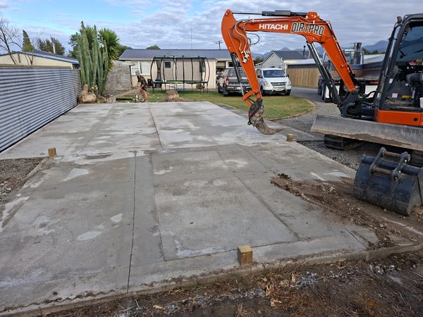 Garage slab being broken up on Renwick subdivided section